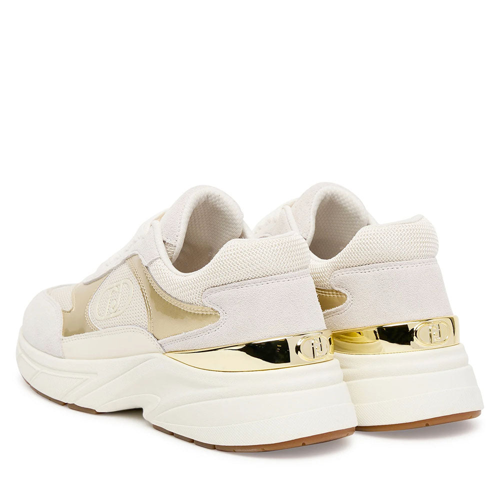 Sneakers Donna LIU JO LJ01 01 in Suede e Mesh Milk e Light Gold