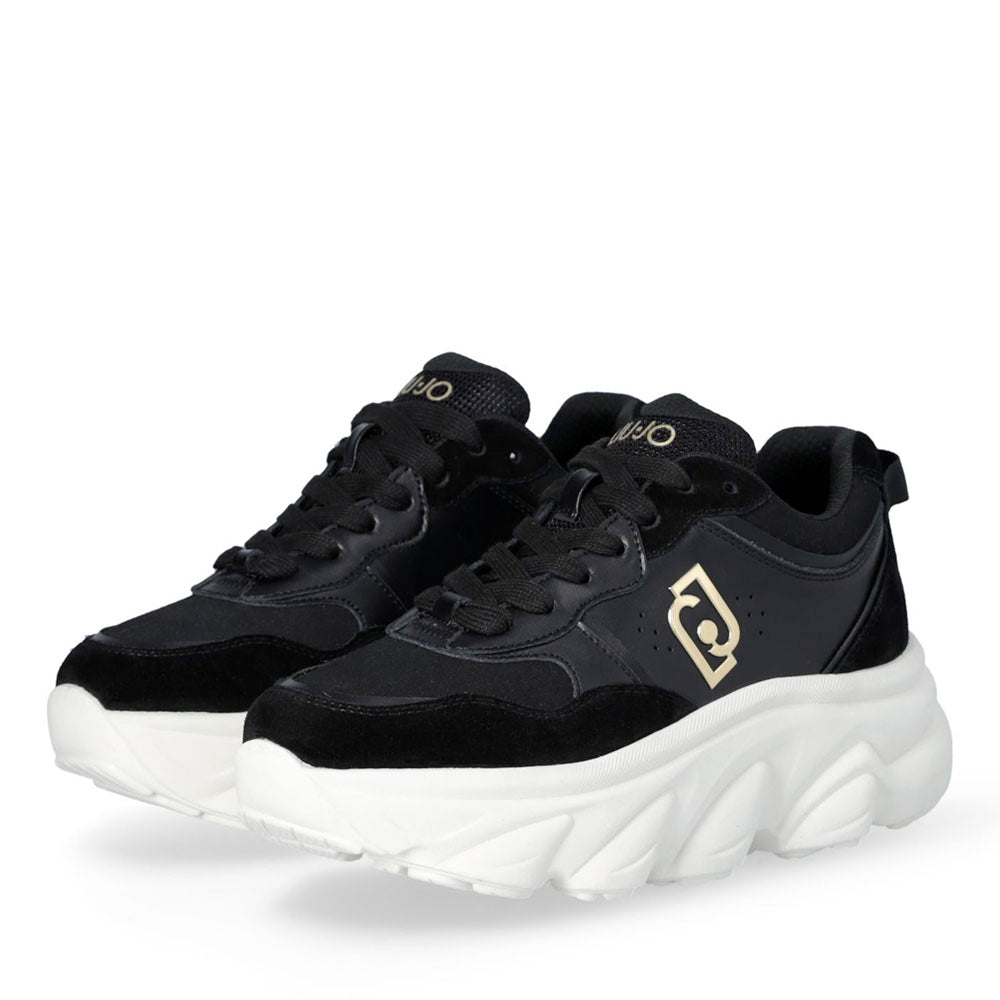 Scarpe Donna LIU JO Steffy 01 Sneakers Chuncky in Suede e Pelle Nera