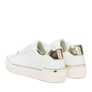 Sneakers Donna LIU JO Kiki 01 in Pelle Bianca con Inserti Laminati Oro