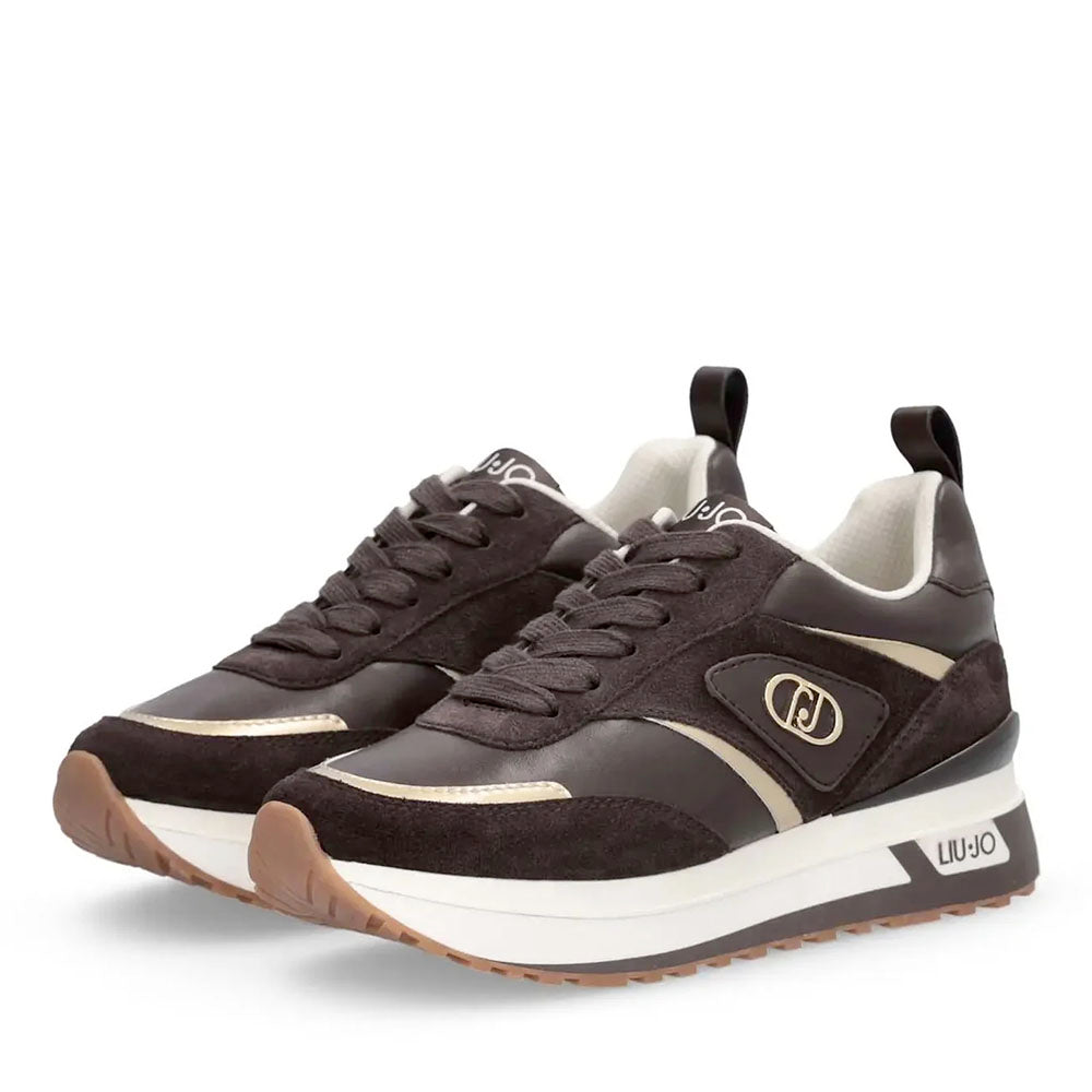 Sneakers Platform Donna LIU JO Maxi Wonder 97 in Pelle e Suede color Moka