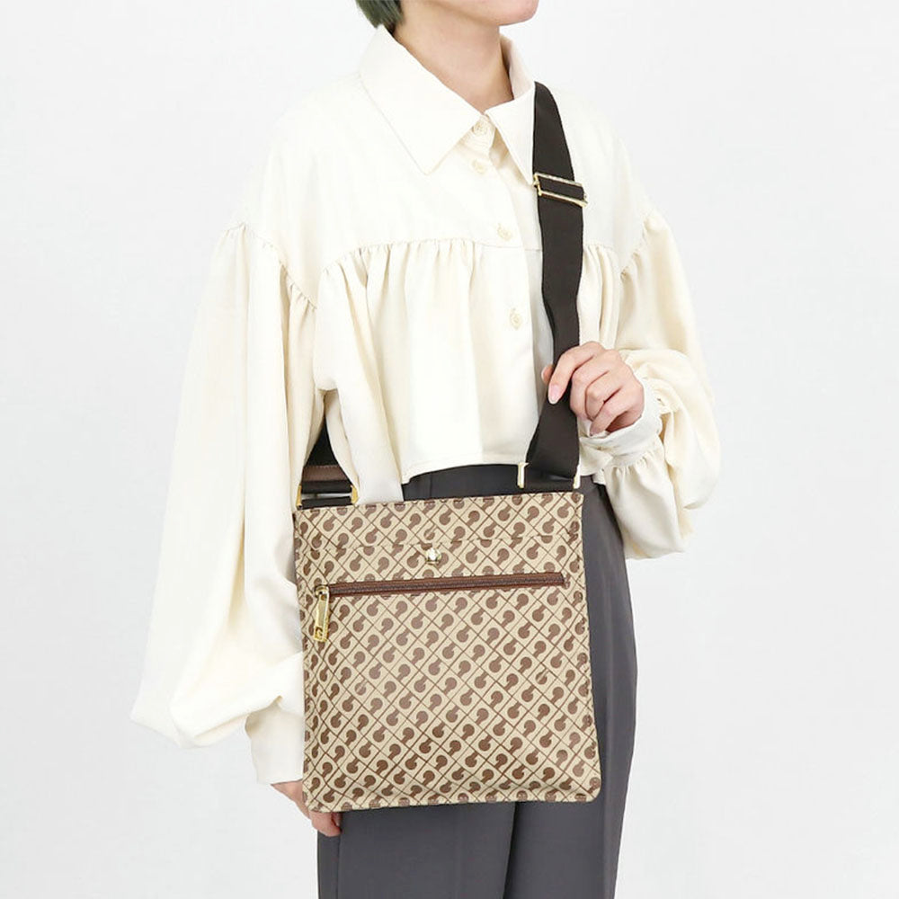 Borsa Donna a Tracolla Small GHERARDINI in Tessuto Softy colore Tabacco - Burro