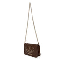 Damen-Clutch mit Umhängeriemen LOVE MOSCHINO in Dunkelbraun mit Maxi-Logo