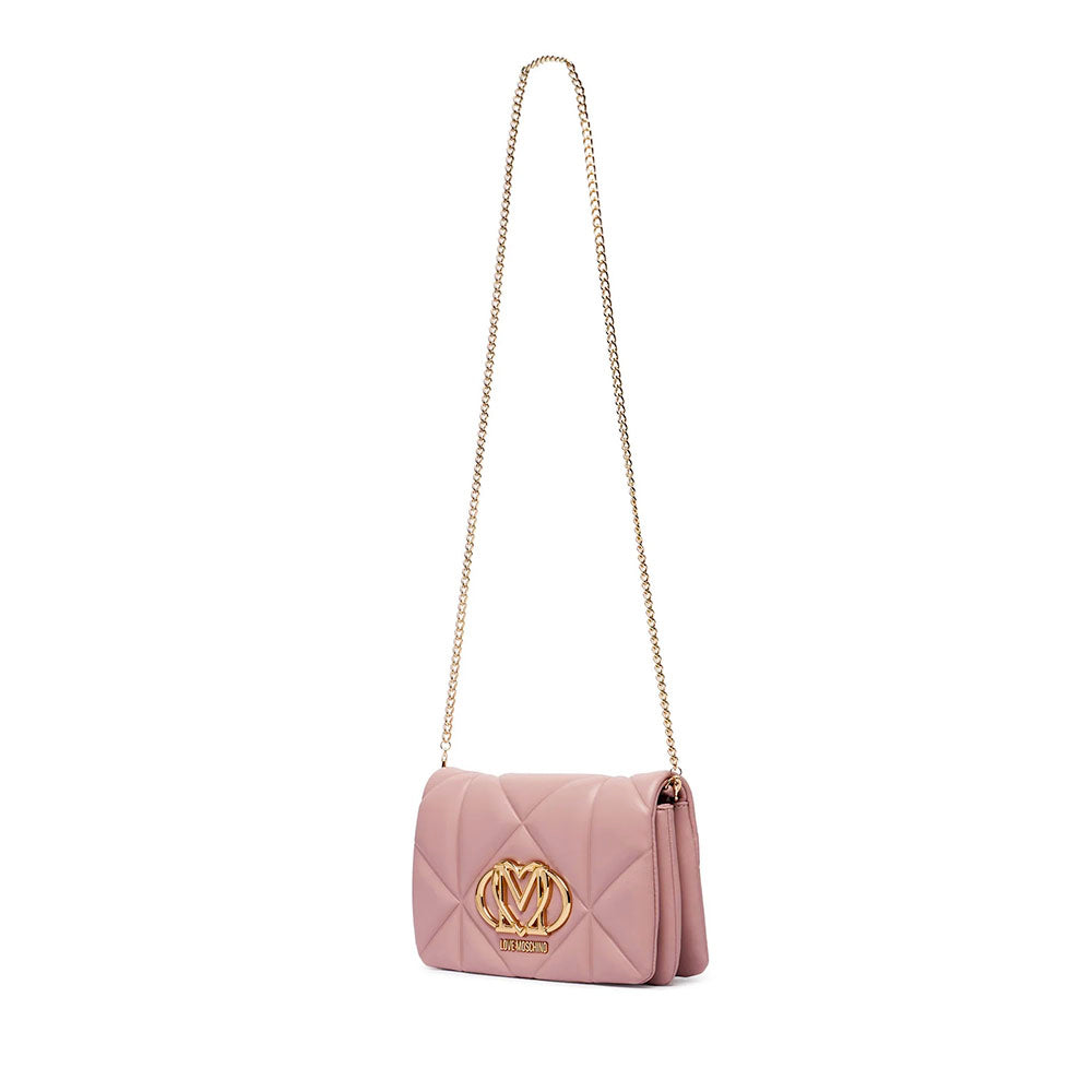 Clutch Trapuntata con Tracolla LOVE MOSCHINO linea Embossed Rosa