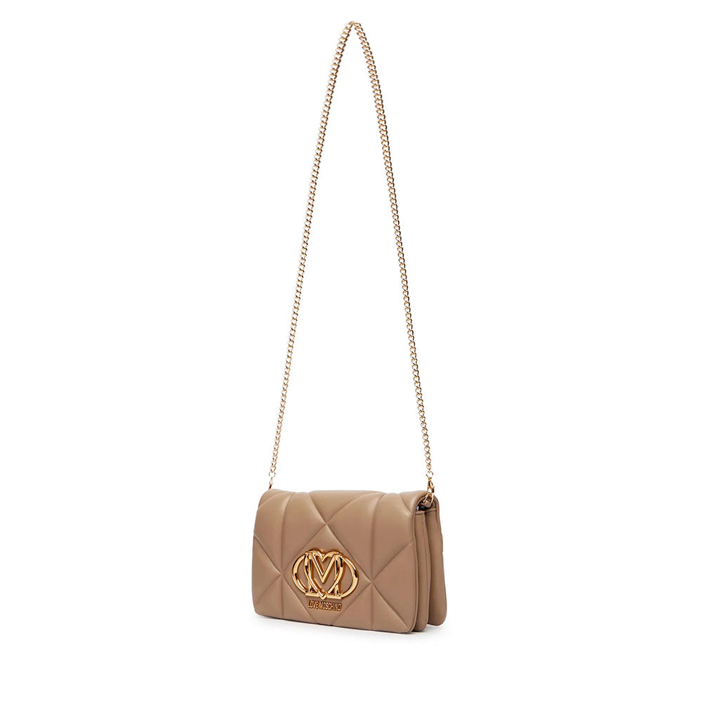 Clutch Trapuntata con Tracolla LOVE MOSCHINO linea Embossed color Sabbia