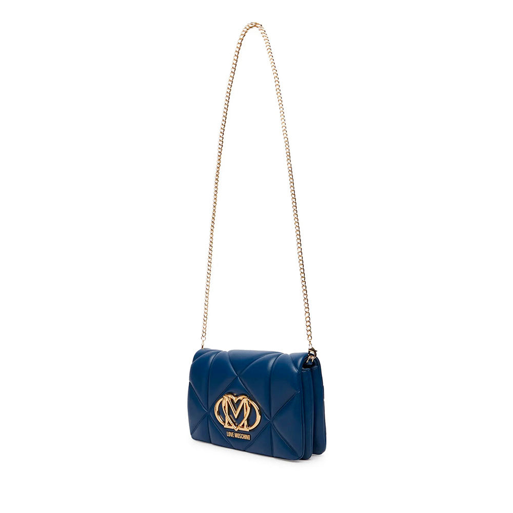 Clutch Trapuntata con Tracolla LOVE MOSCHINO linea Embossed Blu Navy