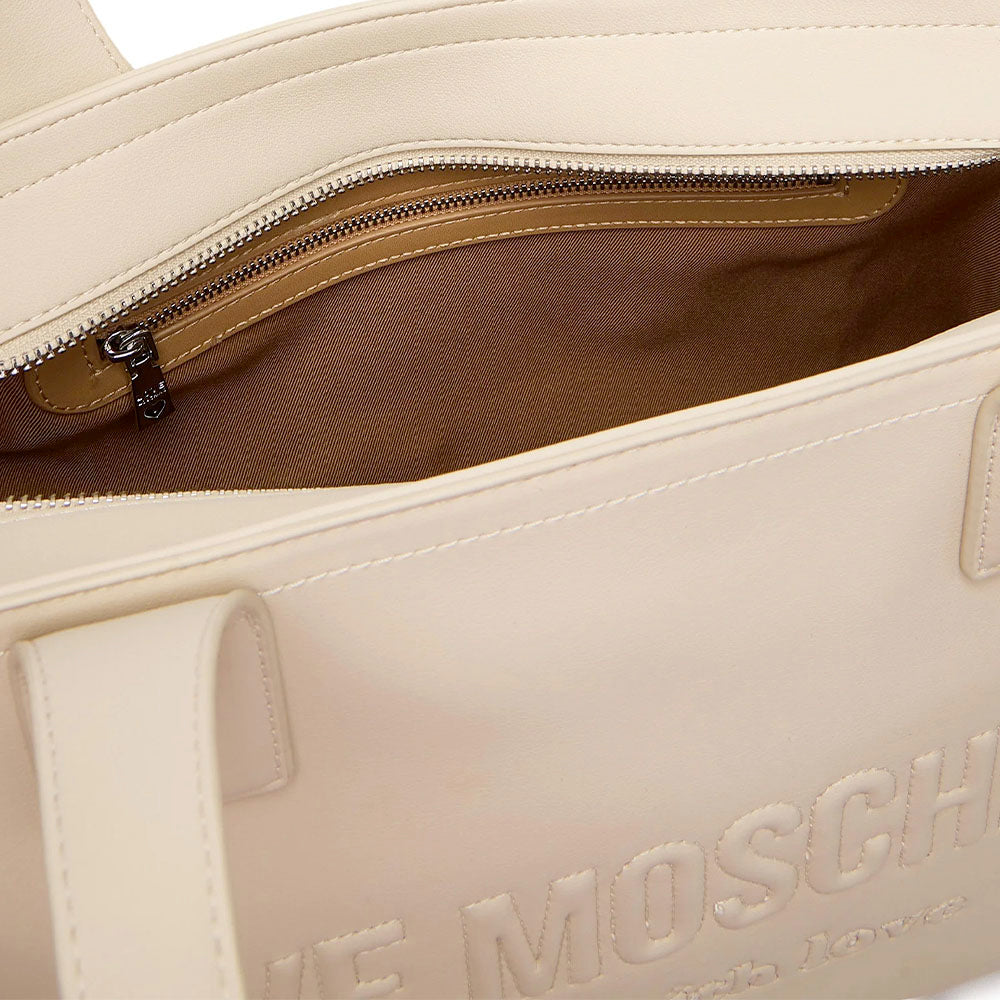 Shopping Bag Donna LOVE MOSCHINO in Ecopelle Avorio