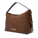 Borsa Donna Hobo Bag Large LOVE MOSCHINO linea Signature Zip in Velour Marrone