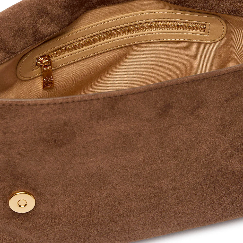 Borsa Donna a Spalla LOVE MOSCHINO linea Signature Zip in Velour Marrone