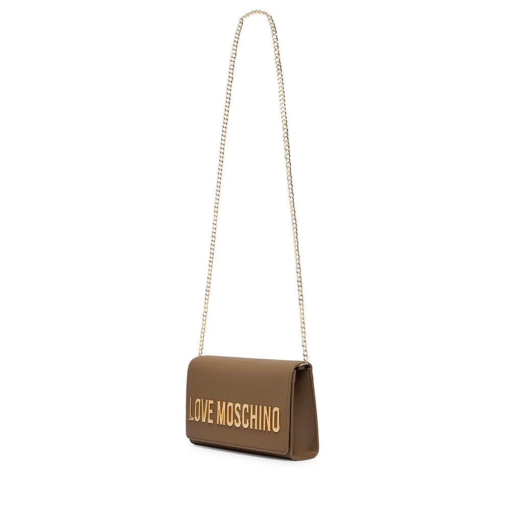Clutch Donna con Tracolla LOVE MOSCHINO linea Smart Daily Bag Lettering Logo color Fango
