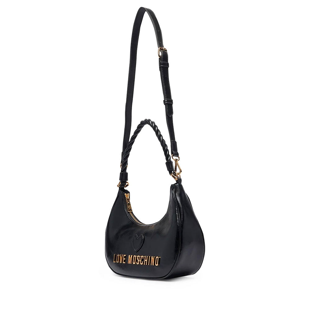 Mini Hobo Bag Donna LOVE MOSCHINO linea Twirl in Pelle Nera