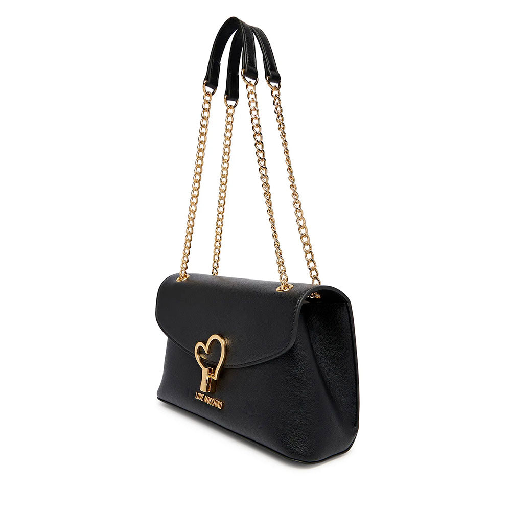 Borsa Donna a Spalla e Tracolla LOVE MOSCHINO linea Heart Turnlock Nera