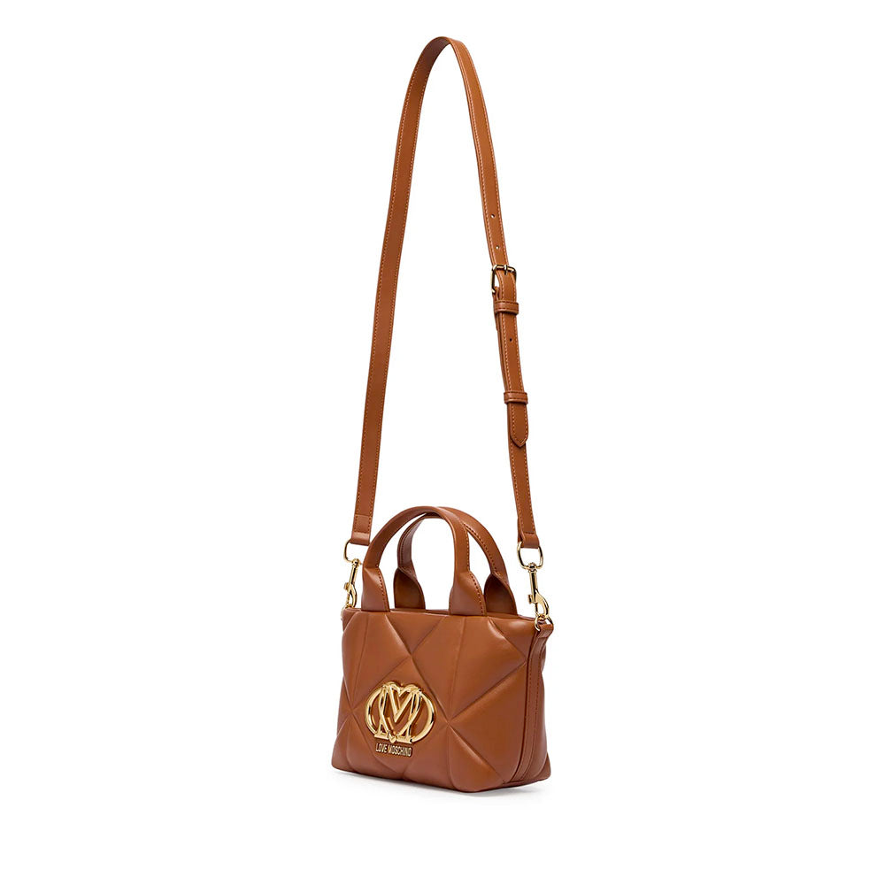 Mini Borsa Donna a Mano LOVE MOSCHINO linea Embossed color Noce