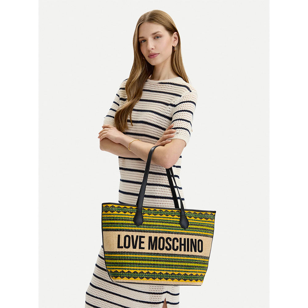 Shopping Bag Donna LOVE MOSCHINO a Righe Nero Multicolor