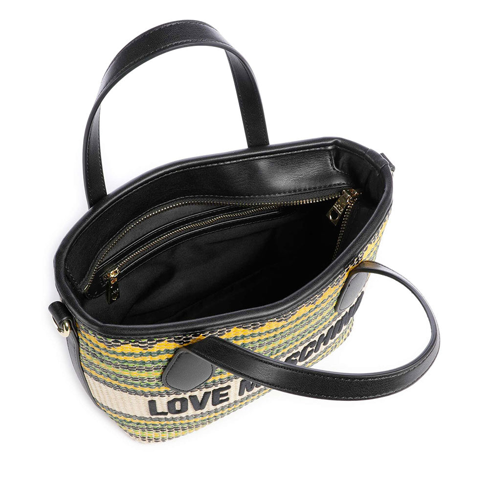 Borsa Donna a Mano LOVE MOSCHINO a Righe Nero Multicolor