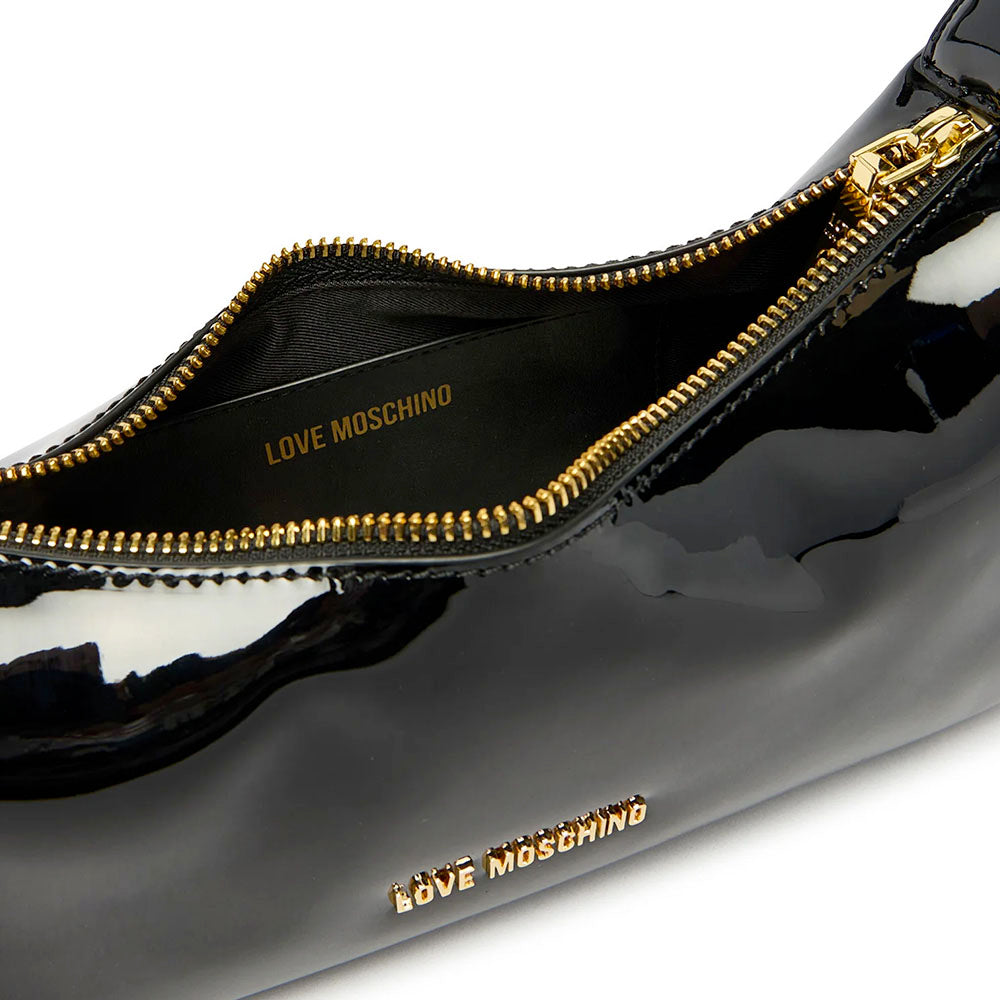 Borsa Donna a Spalla LOVE MOSCHINO in Ecopelle Effetto Vernice Nera