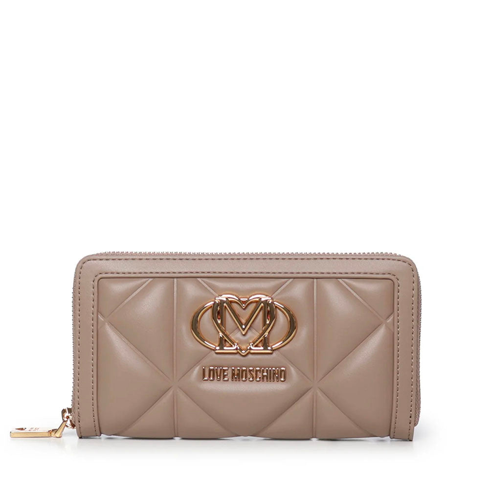 Portafoglio Trapuntato Zip Around LOVE MOSCHINO linea Embossed color Sabbia