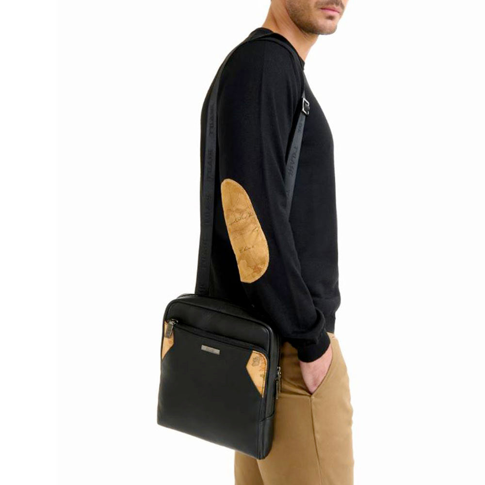 Borsello Uomo Grande 1A Classe Alviero Martini linea Gaelic Leather in Pelle Nera LD08