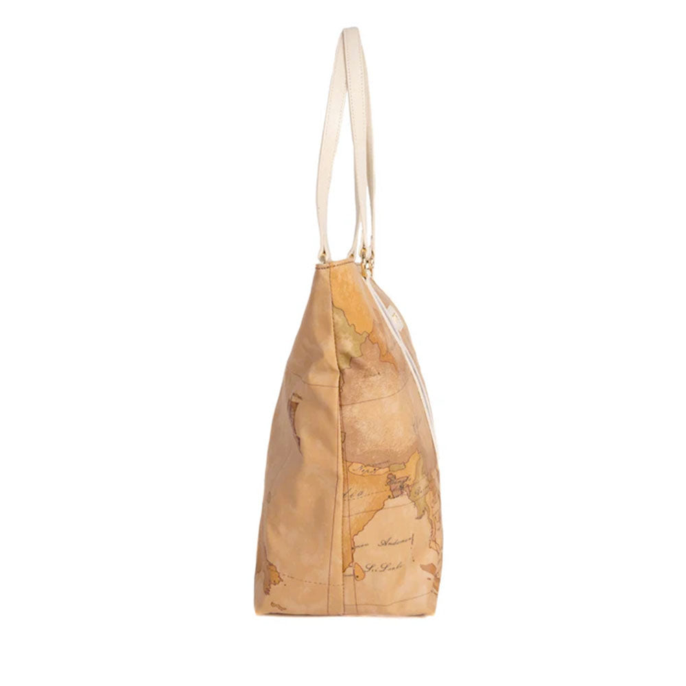 Damen-Shopper 1A Classe ALVIERO MARTINI Modell Soft Petals aus Soft Geo Classic Stoff in Elfenbein - LE53