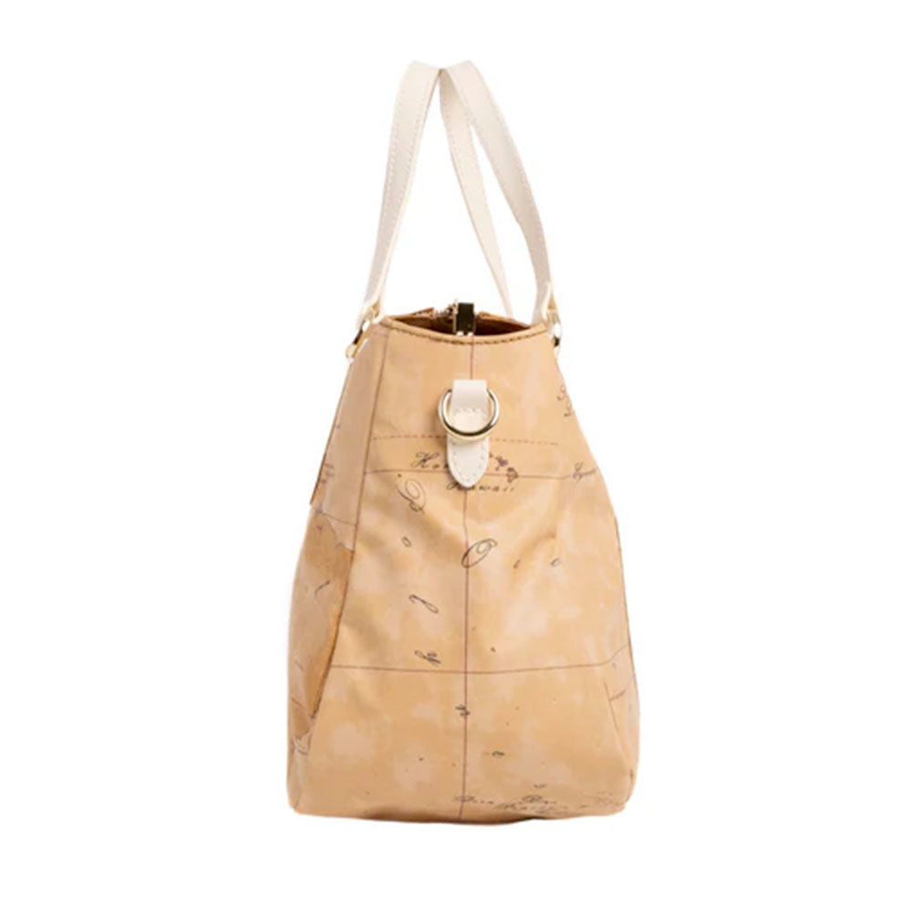 Damen-Henkeltasche 1A Classe ALVIERO MARTINI Modell Soft Petals aus Soft Geo Classic Stoff in Elfenbein - LE57