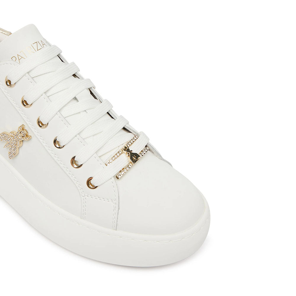 Sneakers Platform PATRIZIA PEPE Girl in Pelle Bianca con Logo Gioiello