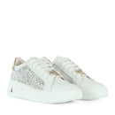 Sneakers Platform PATRIZIA PEPE Girl in Pelle Bianca con Inserti Trasparenti con Pietre Applicate