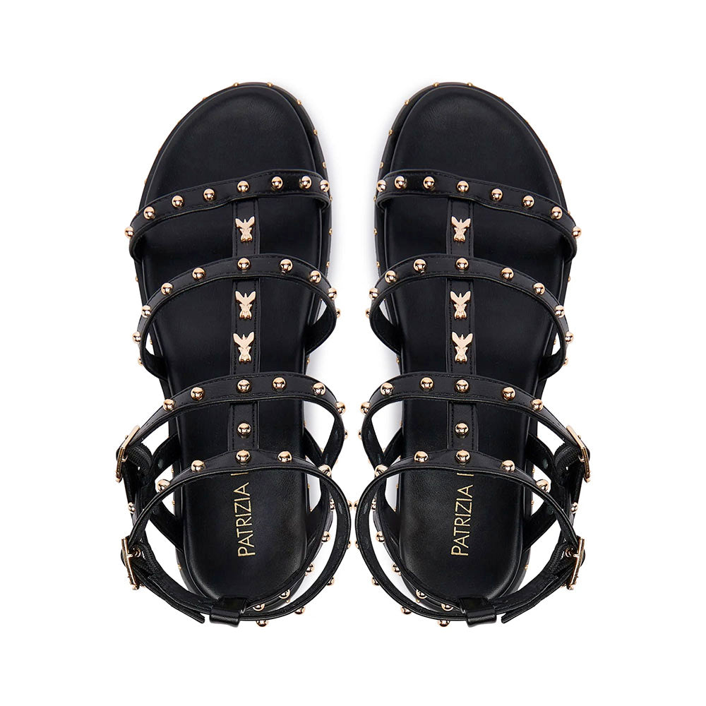 Sandali Donna PATRIZIA PEPE Girl linea Fly Micro Alto in Eco Nappa Nera con Borchie