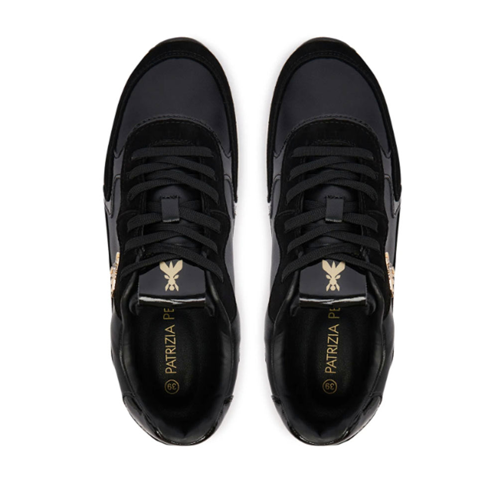 Sneakers Running PATRIZIA PEPE Girl linea Fly Run in Pelle e Suede Nero Platino