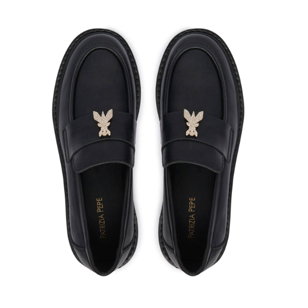 Mocassini Platform PATRIZIA PEPE Girl linea Fly Cult Strass in Pelle Nera