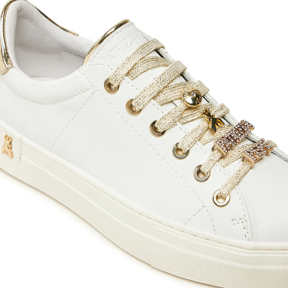PATRIZIA PEPE Mädchen-Sneaker Fly-Line-Sneaker aus weißem Leder mit Schmuckapplikationen