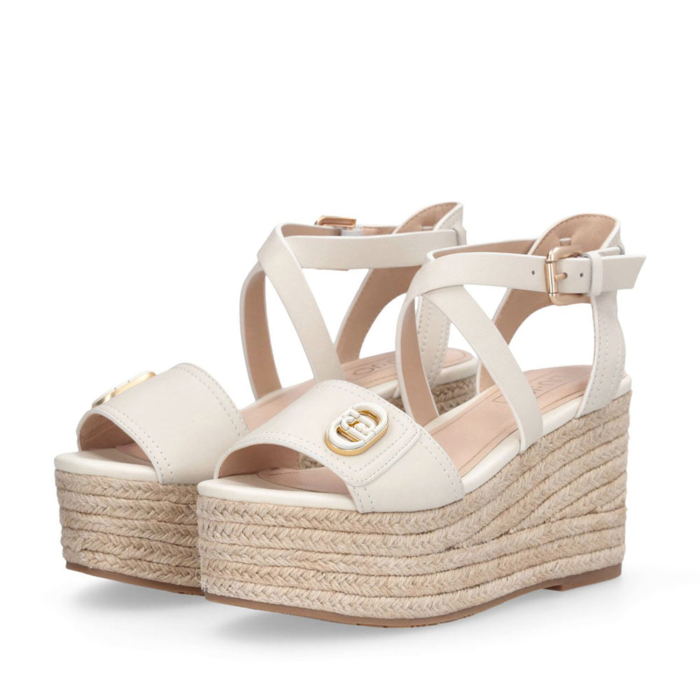 Sandali Donna con Zeppa LIU JO Bali 01 in Pelle color Latte