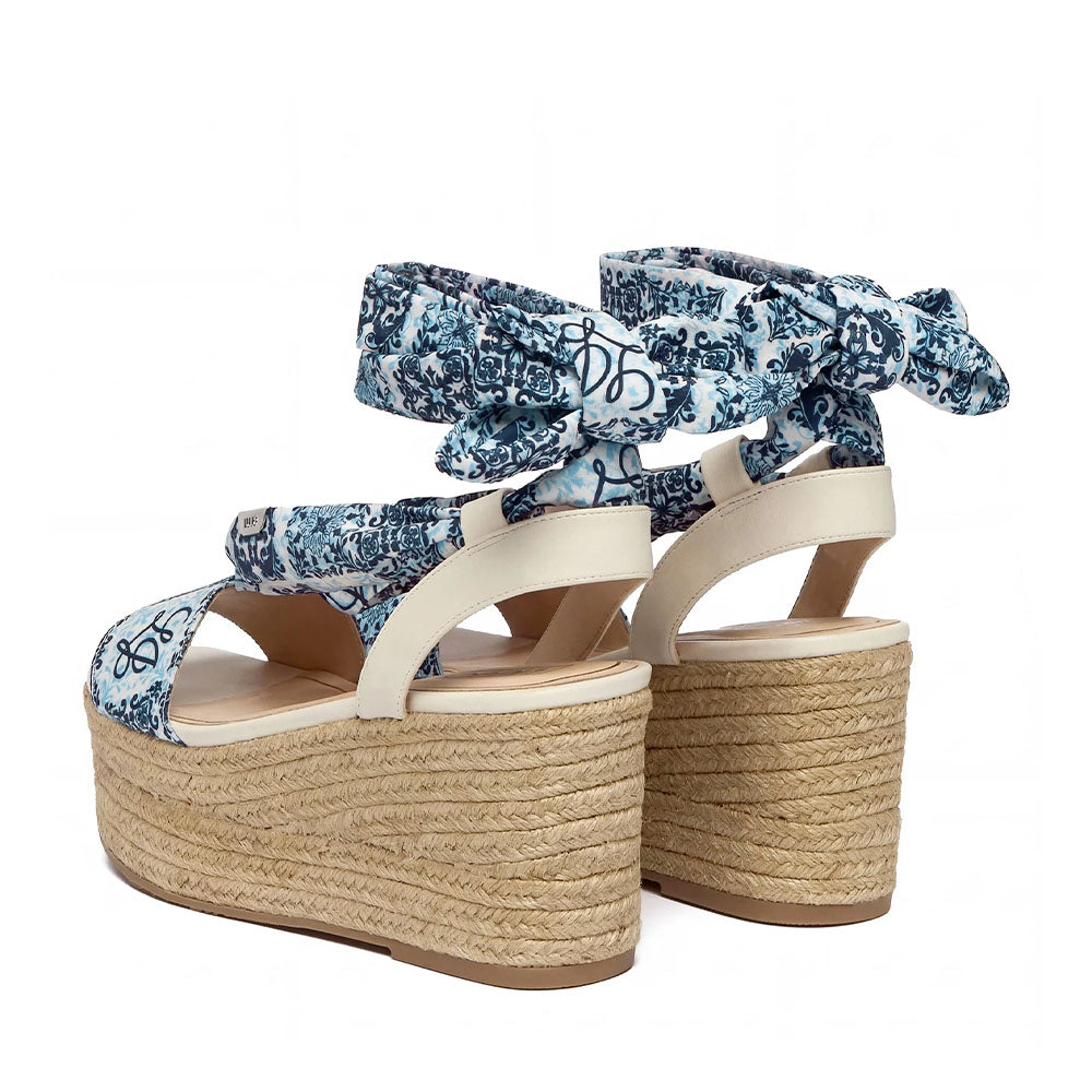 Sandali Donna con Zeppa LIU JO Bali 03 in Tessuto Blu stampa Foulard