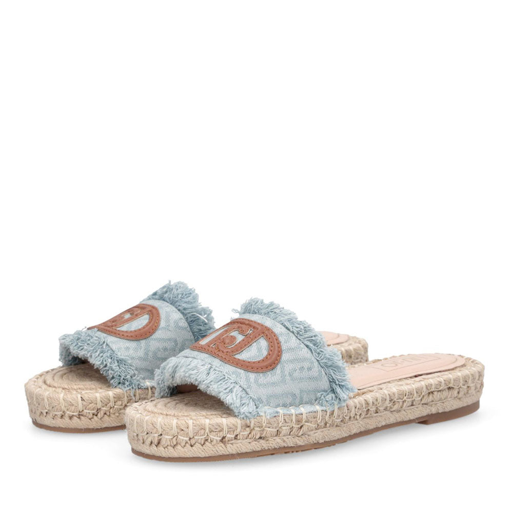 Ciabatte Donna Modello Espradillas LIU JO Paros 02 in Denim Jacquard Logato Light Blue