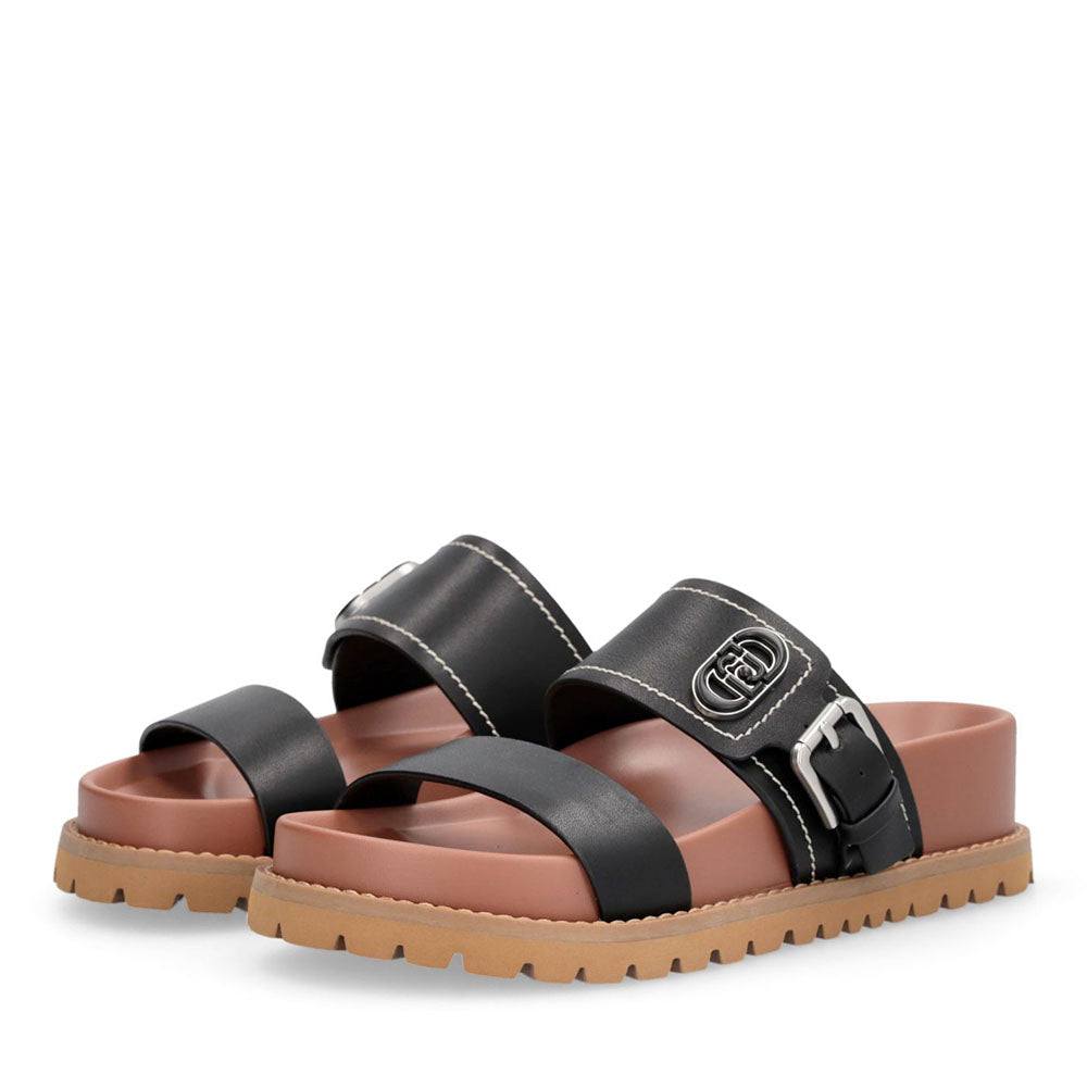 Ciabatte Donna Doppia Fascia LIU JO Livia 02 in Pelle Nera