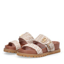 Ciabatte Donna Doppia Fascia LIU JO Livia 02 in Tessuto Jacquard Logato Beige