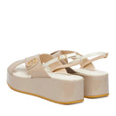 Sandali Donna con Zeppa Glitter LIU JO Flo 03 in Pelle Beige