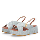 Sandali Donna con Zeppa LIU JO Flo 03 in Denim Monogram Light Blue