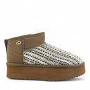 Stivaletti Donna Platform Imbottiti LIU JO Jane 01 in Suede e Tessuto Boucle Marrone