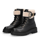Anfibi Donna LIU JO Rumi 45F in Pelle Nera con Dettagli in Eco Fur