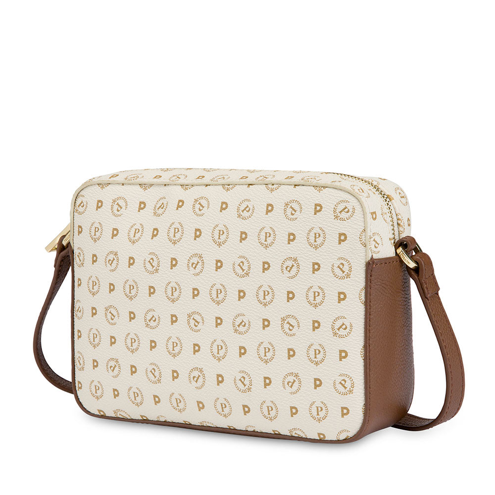 Borsa Donna a Tracolla POLLINI linea Heritage Logo Classic Avorio e Marrone