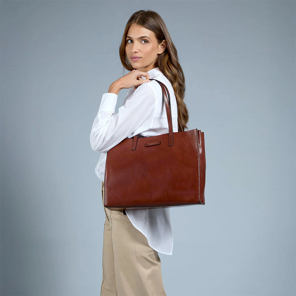 Borsa Donna Shopper THE BRIDGE linea Mirra in Pelle Rosso Mattone