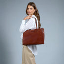 Borsa Donna Shopper THE BRIDGE linea Mirra in Pelle Rosso Mattone