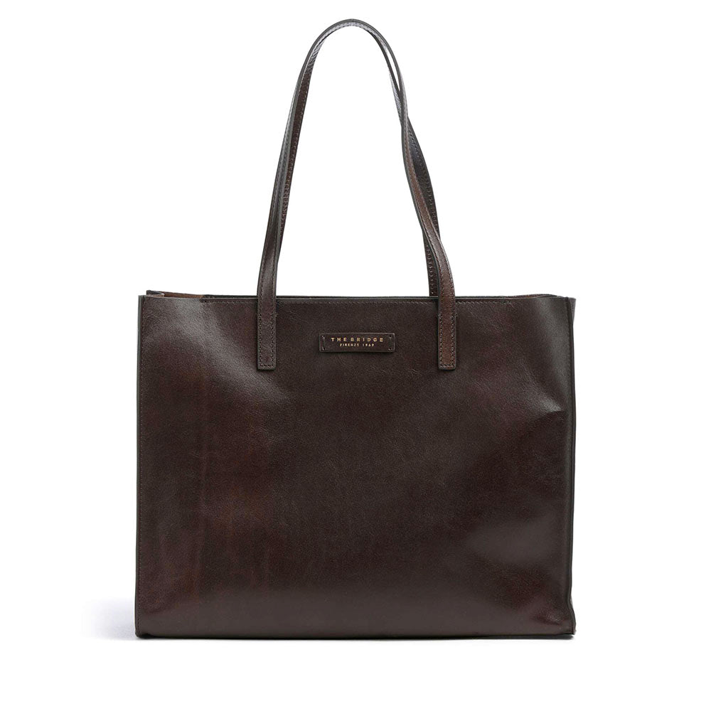 Borsa Donna Shopper THE BRIDGE Linea Mirra in Pelle color Moka