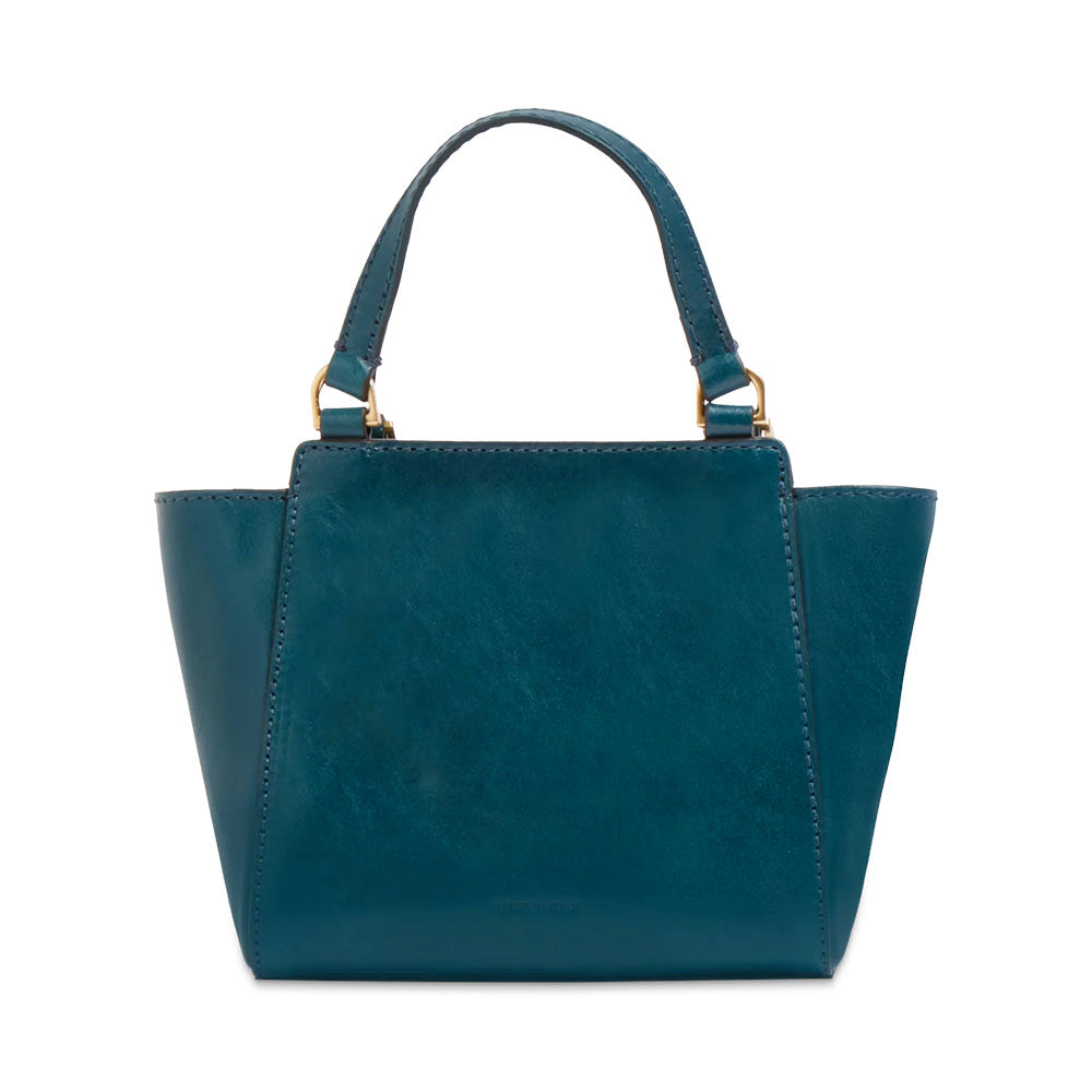 Damen-Henkeltasche THE BRIDGE Modell Lucrezia aus pfauenblauem Leder