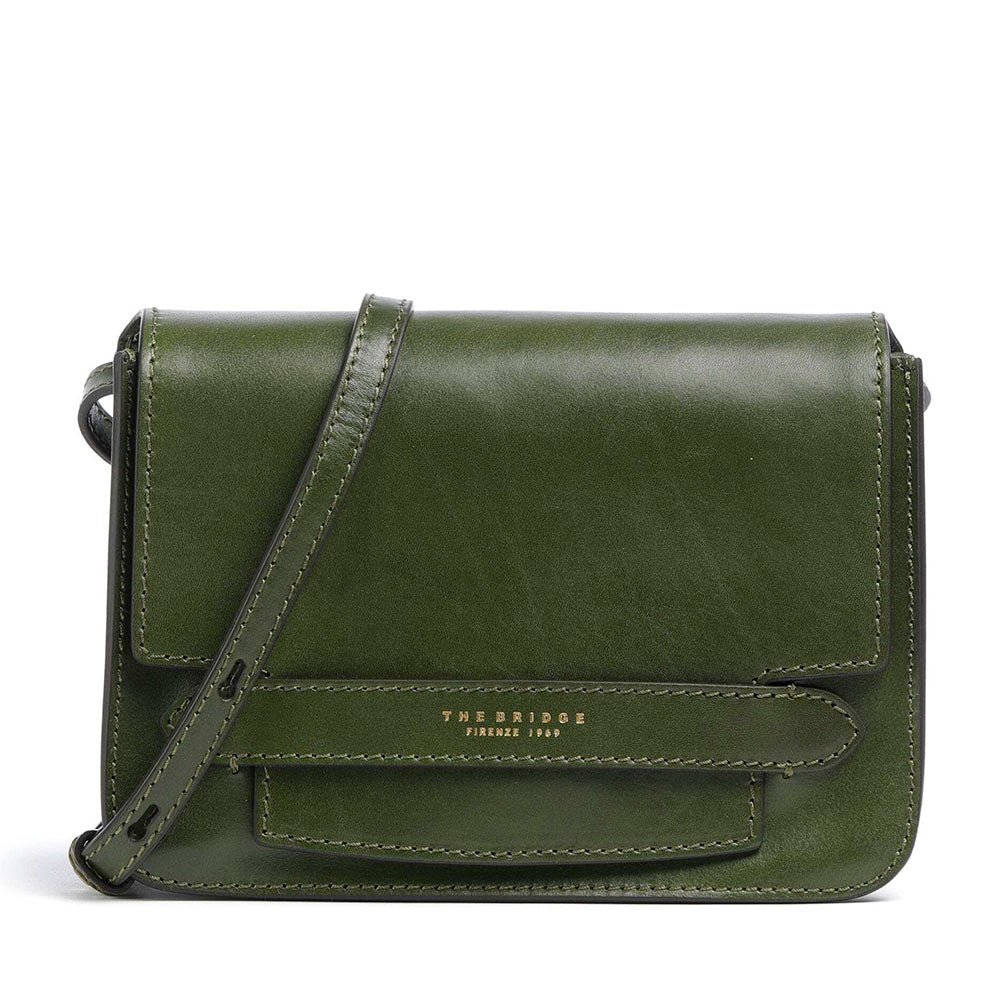 Borsa Donna a Tracolla Media THE BRIDGE linea Lucrezia in Pelle Verde Maggiorana