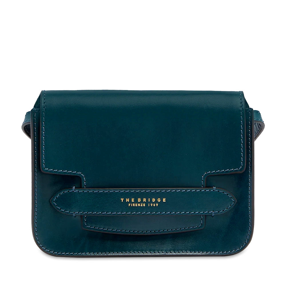 Borsa Donna a Tracolla Media THE BRIDGE linea Lucrezia in Pelle Blu Pavone