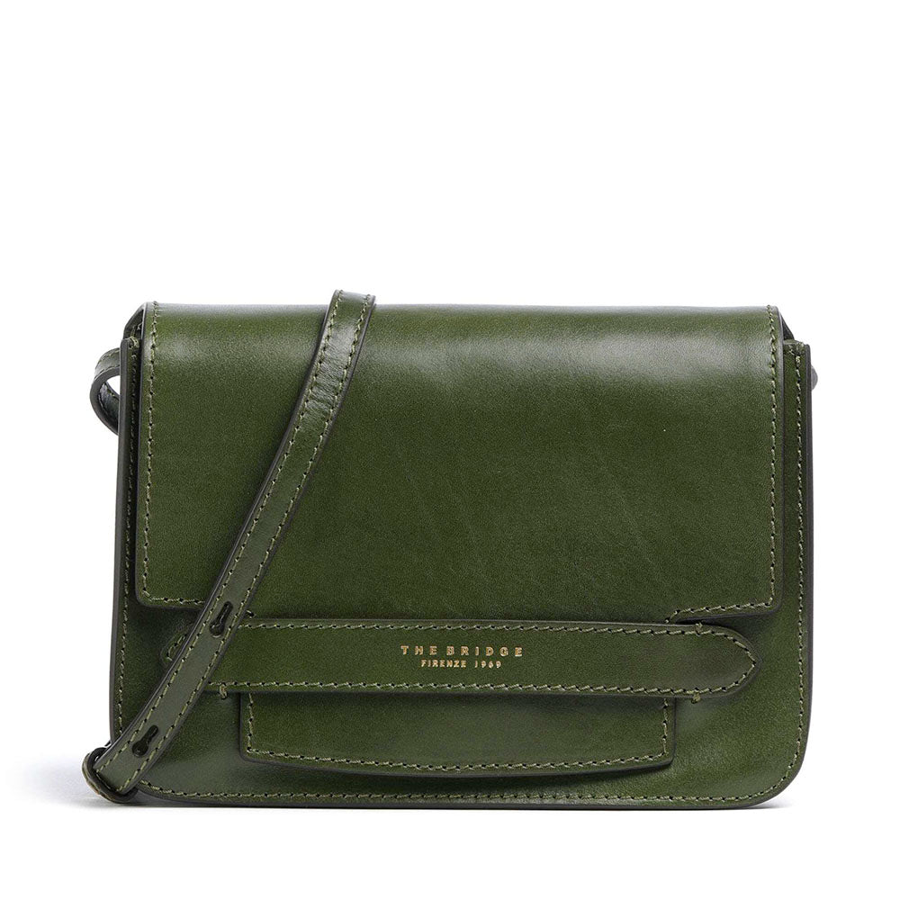 Borsa Donna a Tracolla Grande THE BRIDGE linea Lucrezia in Pelle Verde Maggiorana