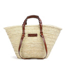 Borsa da Mare THE BRIDGE linea Clara in Rafia Naturale e Pelle Marrone
