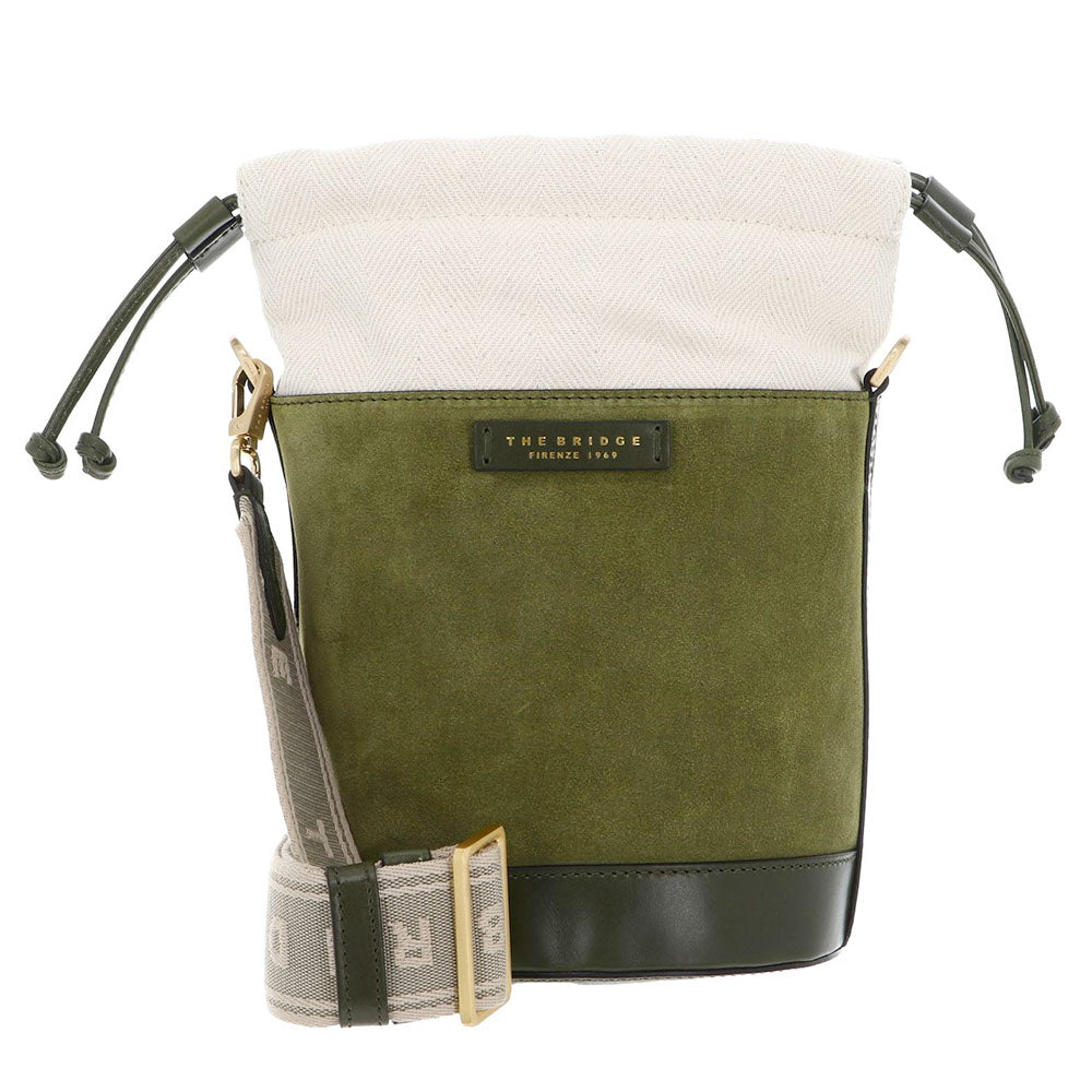 Borsa Donna a Secchiello THE BRIDGE linea Greta in Camoscio Verde Timo
