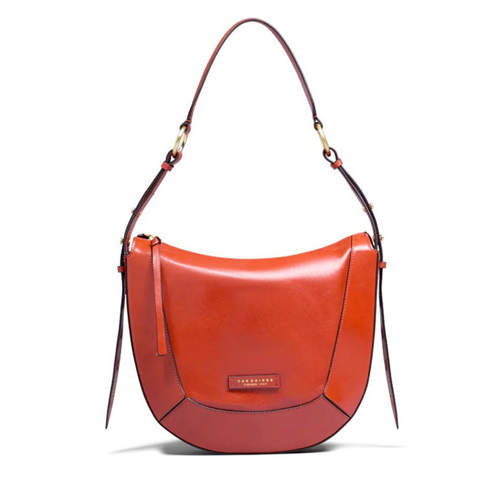 Borsa Donna a Spalla THE BRIDGE linea Fedora in Pelle Arancio Bruciato