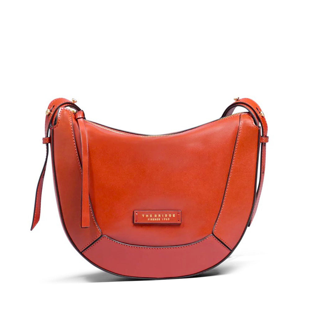 Borsa Donna a Tracolla THE BRIDGE linea Fedora in Pelle Arancio Bruciato